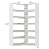 4 EVER WINNER Corner Book Shelf with LED Lights, 71” Corner Bookshelf for Living Room, Study Room, Wooden Storage Display Industrial l Shaped Bookshelf, White 4 EVER WINNER