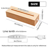 EATAKWARD 4 Pcs 5.9" Wood Rectangle Light Display Pedestal, Wooden LED Display Base Dimmable Colorful Lights Lamp Stand with USB Cable for Acrylic, Crystal, Night Light (Inner Slot, Square Base) EATAKWARD