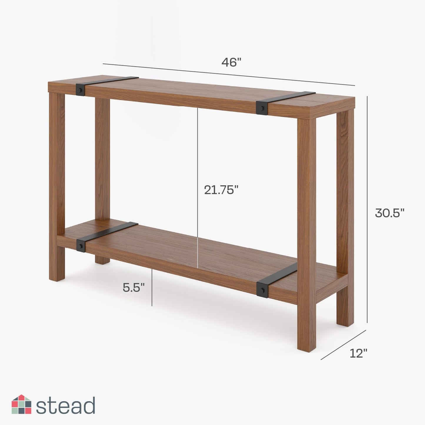 Modern Farmhouse Entryway Table - Skinny Console Table with Storage & Metal Details – Behind Couch Sofa Table - Small Hallway Table - Wood Entry Table - Industrial Farmhouse Decor (Medium Oak - WoodArtSupply