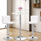 Giantex Round Pub Table Height Adjustable, 360° Swivel Cocktail Pub Table with Sliver Leg and Base for Home, Bar Table (White) Giantex