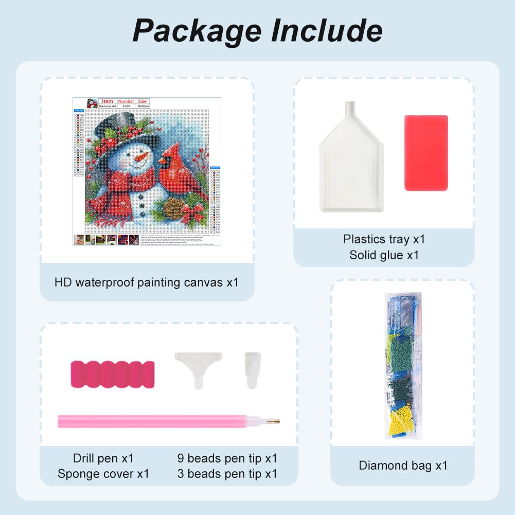 AMORARS Cardinal Diamond Painting Kit for Adults, 5D Snowman Diamond Art Beginners - DIY Full Diamond Dot Gem Art Paintings, Suitable Gifts, and Home Decoration Crafts, 12x12Inch AMORARS