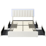 Hasuit LED Queen Bed Frame with 4 Storage Drawers & USB Charging Station Hasuit
