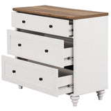 WAMPAT Dresser for Bedroom with 3 Drawers, White Kids Dressers with Wide Chest of Drawers, Mid Century Modern Wooden Closet Storage Organizer, Small Dressers for Living Room, Nursery, Hallway WAMPAT