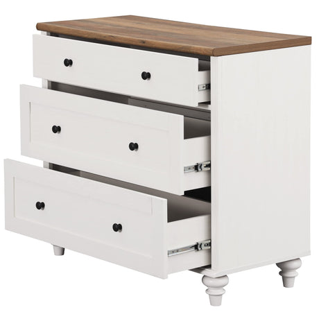 WAMPAT Dresser for Bedroom with 3 Drawers, White Kids Dressers with Wide Chest of Drawers, Mid Century Modern Wooden Closet Storage Organizer, Small Dressers for Living Room, Nursery, Hallway WAMPAT