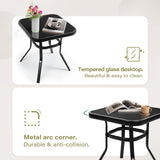 SOLAURA 3-Piece Outdoor Rocking Chairs Bistro Set, Black Iron Patio Furniture with Brown Thickened Cushion & Glass-Top Coffee Table SOLAURA