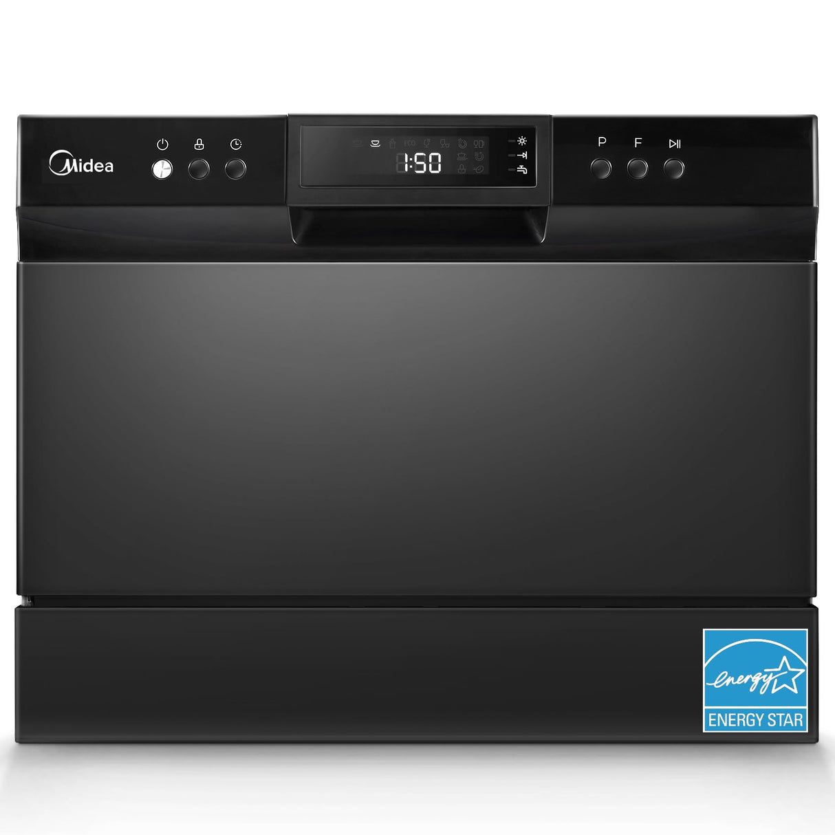 Midea MDC22P1ABB Table-top Countertop, Energy Star Portable Dishwasher, 6 Place Settings & 8 Washing Programs, Speed, Baby-Care, ECO& Glass, Dish Washer for Dorm, RV& Apartment, Black Midea