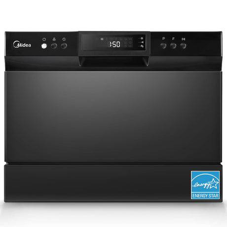 Midea MDC22P1ABB Table-top Countertop, Energy Star Portable Dishwasher, 6 Place Settings & 8 Washing Programs, Speed, Baby-Care, ECO& Glass, Dish Washer for Dorm, RV& Apartment, Black Midea