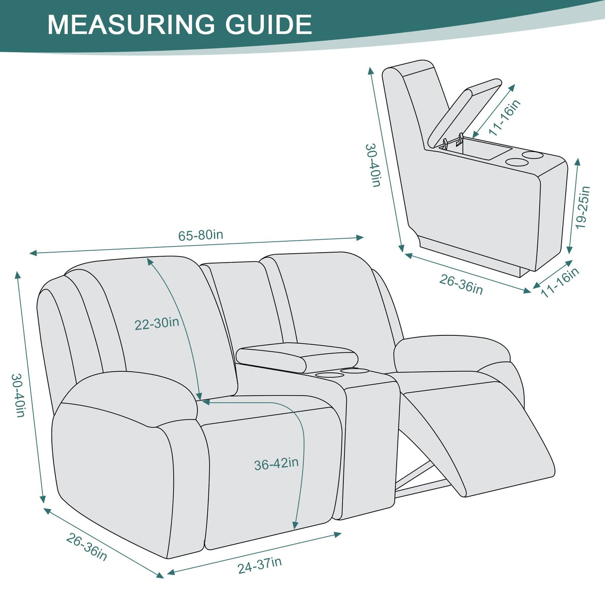 Ruaozz Stretch Loveseat Recliner Covers with Console 4-Pieces Recliner Sofa Covers with Pockets Jacquard Reclining Couch Covers Furniture Protector with Elastic Straps Bottom (2 Seater, Chocolate) Ruaozz