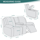 Ruaozz Stretch Loveseat Recliner Covers with Console 4-Pieces Recliner Sofa Covers with Pockets Jacquard Reclining Couch Covers Furniture Protector with Elastic Straps Bottom (2 Seater, Chocolate) Ruaozz