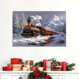 Train Paint by Numbers Kit for Adults,Winter Painting by Numbers,DIY Acrylic Paint Kit for Adults Beginners Without Frame,Easy Christmas Adult Paint by Number Kits on Canvas for Decor 16x20inch Canrichshop