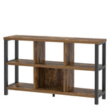 FOLUBAN Industrial Horizontal Bookshelf, 6 Cube Storage Organizer with Shelf, Wood and Metal Cubby Bookcase for Living Room Bedroom, Rustic Brown, 47 Inch FOLUBAN