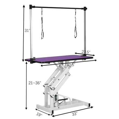 ACIDBOLT Hydraulic Pet Grooming Table, 42'' Durable Foldable Dog Grooming Table Suitable for Small Medium Large Dogs, Heavy-Duty Pet Grooming Table Drying Table with Adjustable Arms ACIDBOLT