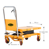 APOLLOLIFT Hydraulic Lift Table, 1760lbs Capacity 39.5" Lifting Height, Single Scissor Lift Table Cart with 4 Wheels and Safety Back Guard for Material Handling and Transportation APOLLOLIFT