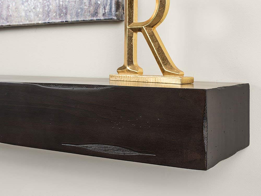 MANTELSDIRECT Breckenridge Distressed Wood Mantel Shelf - Espresso Rustic 72 Inch Beautiful Wooden Rustic Shelf - Includes Corbels Perfect for Electric Fireplaces and More! Mantels Direct