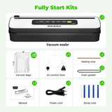 Vacuum Sealer Machine, INKBIRD Powerful 130W High Power with Liquid/Moist/Dry 6-Food Modes, Compact Food Preservation System with Cutter, Full Start Kit with Pre-cut Bags*10 (8''*11.8''), EXT-VAC Inkbird
