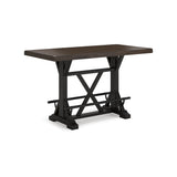 Signature Design by Ashley Valebeck Farmhouse Counter Height Dining Table with Footrest and Trestle Base, Brown & Black Signature Design by Ashley
