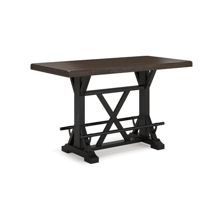 Signature Design by Ashley Valebeck Farmhouse Counter Height Dining Table with Footrest and Trestle Base, Brown & Black Signature Design by Ashley
