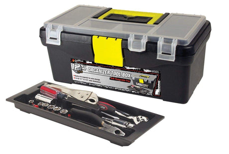 Performance Tool W54012 Heavy Duty Plastic Organizer Tool Box for Workshops and Garages, Black, 12.5-Inch Performance Tool