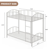 GarveeHome Metal Bunk Bed Twin Over Twin, Heavy Duty Bunkbeds Frame with Arched Guardrail and Safety Ladder, Sturdy Steel Bed for Kids Boys Girls, Space-Saving, No Box Spring Needed, Modern White GarveeHome