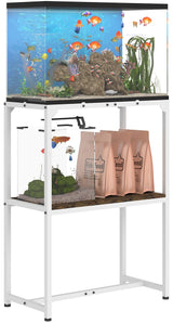 Mondazie 20 Gallon Fish Tank Stand, Upgraded Height Aquarium Stand Table with 2 Tiers Storage Shelf, Metal Reptile Breeder Turtle Terrarium Stand Rack for Home Office, 24" L x 12" W x 32.2" H, White Mondazie