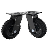 Lygoeege Swivel Heavy Duty Caster Wheel, 6 Inch*2, 800lb Capacity, Black Rim, Solid Rubber, Cast Iron,Outdoor, Flat Free for Carts, Dolly, Workbench,Trolley,DIY Tools Lygoeege