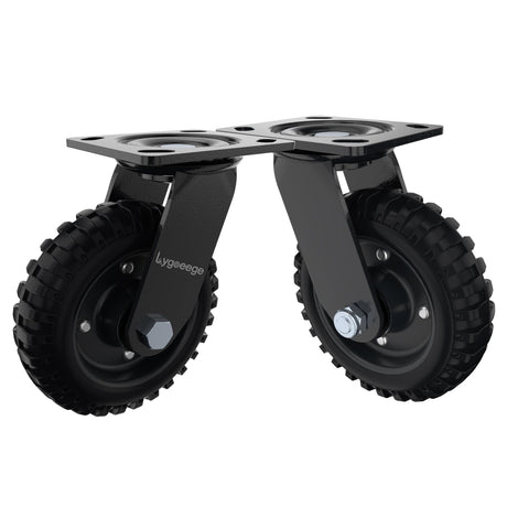 Lygoeege Swivel Heavy Duty Caster Wheel, 6 Inch*2, 800lb Capacity, Black Rim, Solid Rubber, Cast Iron,Outdoor, Flat Free for Carts, Dolly, Workbench,Trolley,DIY Tools Lygoeege