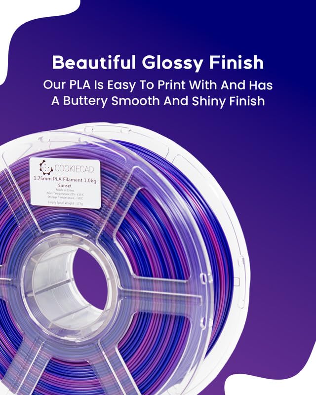 Cookiecad PLA Filament 1.75mm 1kg Rainbow Multicolor 3D Printer Filament - Sunset PLA Cookiecad
