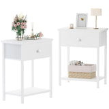KAI-ROAD White Nightstands Set of 2, Small Night Stand Set 2 with Drawer and Shelf Storage for Bedroom, Dorm, Modern KAI-ROAD