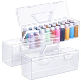 Threehoney 3 Pcs Paint Storage Box for 2 Fl. oz Acrylic Paints, Acrylic Portable Craft art Organizer with Handle, 30 Bottles Capacity Plastic Art Supply Clear Boxes Threehoney