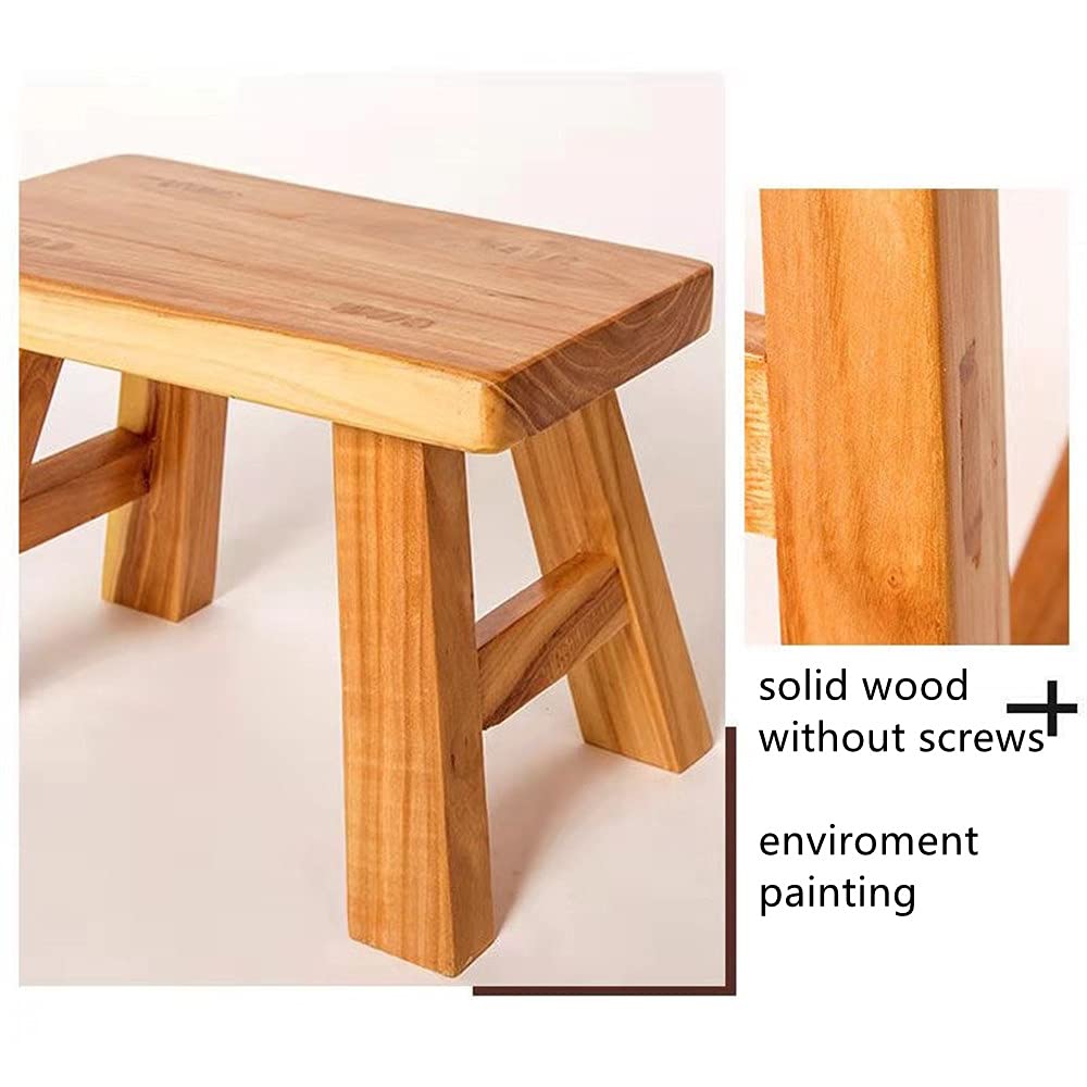 Golden Sun WM Sturdy Step Stool Footstool Solid Wooden 11 inch for Kids Adults Plant Stand Plant Stand Fishing Stool (Natural), Small Golden Sun WM