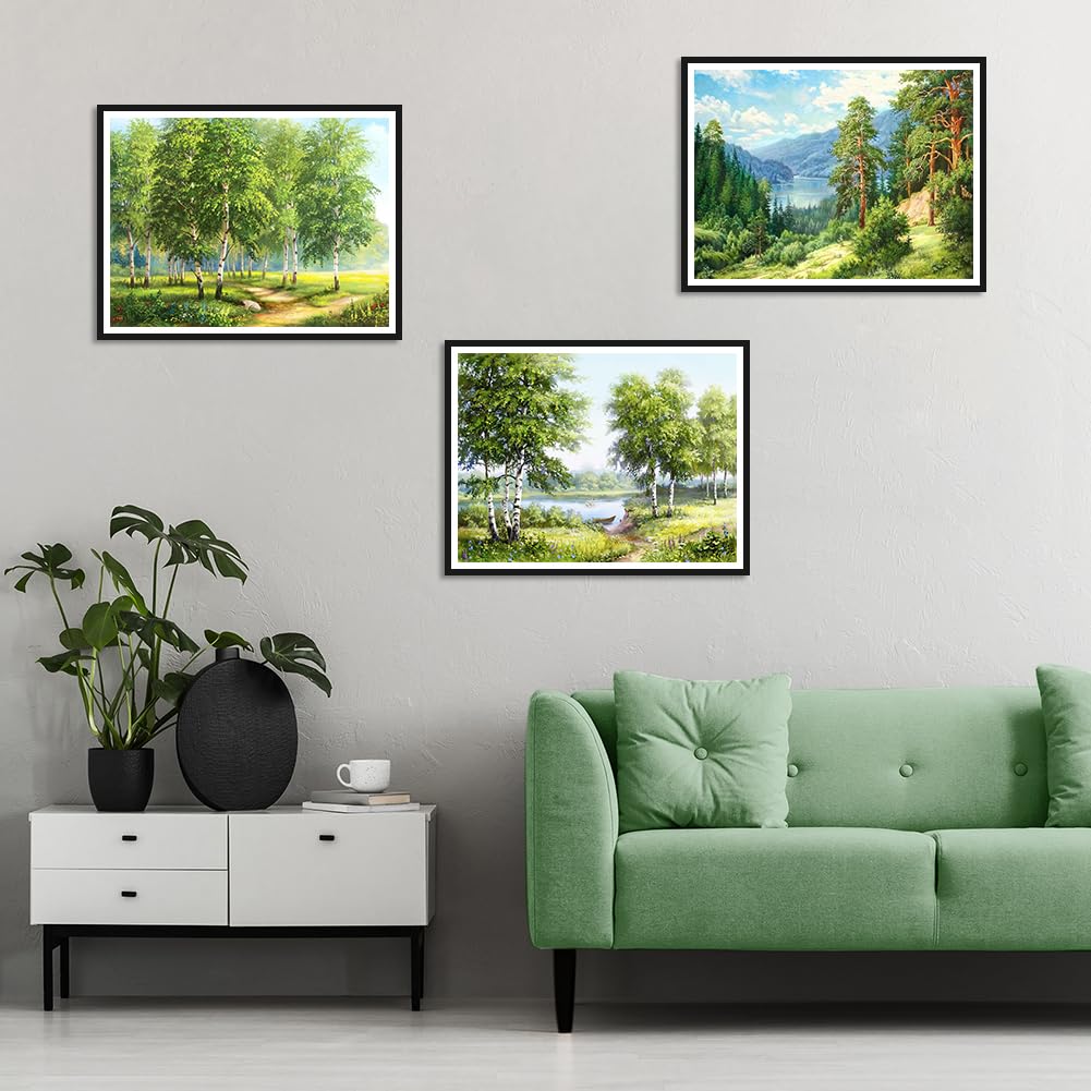 Stalente Diamond Painting Kits for Adults, 10 Pack 5D Diamond Art Kits for Beginners Round Full Drill Diamond Painting for Home Wall Decoration Gift 12×16inch, Natural Landscape Forest Stalente