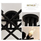 ASGYISA Semi Flush Mount Modern Ceiling Light Fixture， 6 Lights Black Vintage Matte Sputnik Chandelier Ceiling Lamp with E26 Bulb Base for Farmhouse Dining Room Living Room Bedroom Study Kitchen ASGYISA