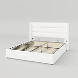 Allewie Queen Size Velvet Lift Up Storage Bed, Modern Wingback Headboard, Hydraulic Support, No Box Spring Needed, White Allewie