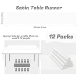 12 Pack White Table Runners 12 x 108 Inch, Rectangular Smooth Satin Silk Table Runner for Wedding, Banquet, Birthday Party Decoration KKJIAF