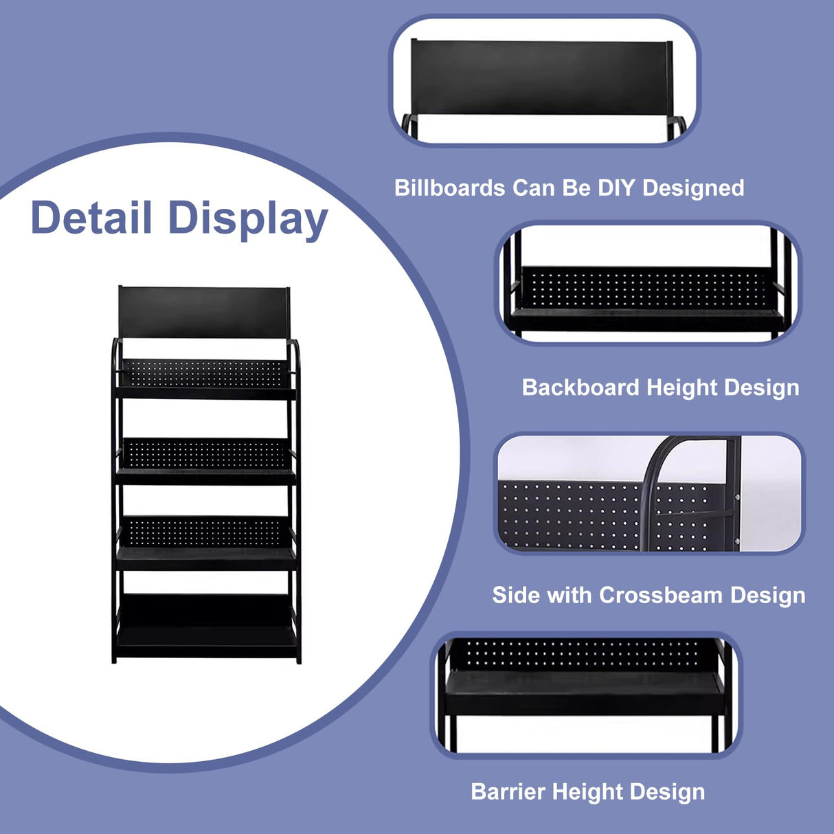 BFECGDXT 4-Tier Metal Shelving Unit, Supermarket Heavy Duty Garage Standing Shelf, Stores Storage Rack Retail Display Racks, for Home Kitchen and Warehouse, W 31.4" x H 67" BFECGDXT