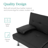 Best Choice Products Faux Leather Upholstered Modern Convertible Futon, Adjustable Folding Sofa Bed, Guest Bed w/Removable Armrests - Black Best Choice Products