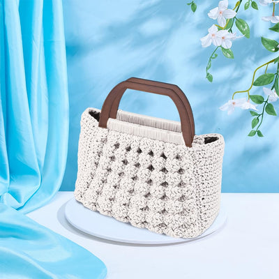 BEUNITONE DIY Macrame Shell Bag Kit for Beginners Purse Making Kit for Women DIY Handmade Beach Bag DIY Kit for Starter Macrame Tote Bag Kit with D Shaped Bag Handles with Step-by-Step Instructions