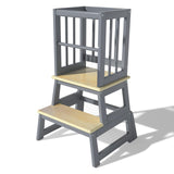 Kids Kitchen Step Stool, Toddler Montessori Learning Standing Tower, Ideal Toddler Kitchen Stool Helper for Bathroom Sink or Kitchen Counter - 2025 Design with 3 Exclusive Upgrades - Gray Mangohood