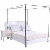 JNTKE Canopy Bed Frame, 4 Corners Stainless Steel Bed Mosquito Net Frame Bracket, King Metal Four Corner Bed Mosquito Netting Bracket for Bedroom Decoration, 78"x 78"x 78" JNTKE
