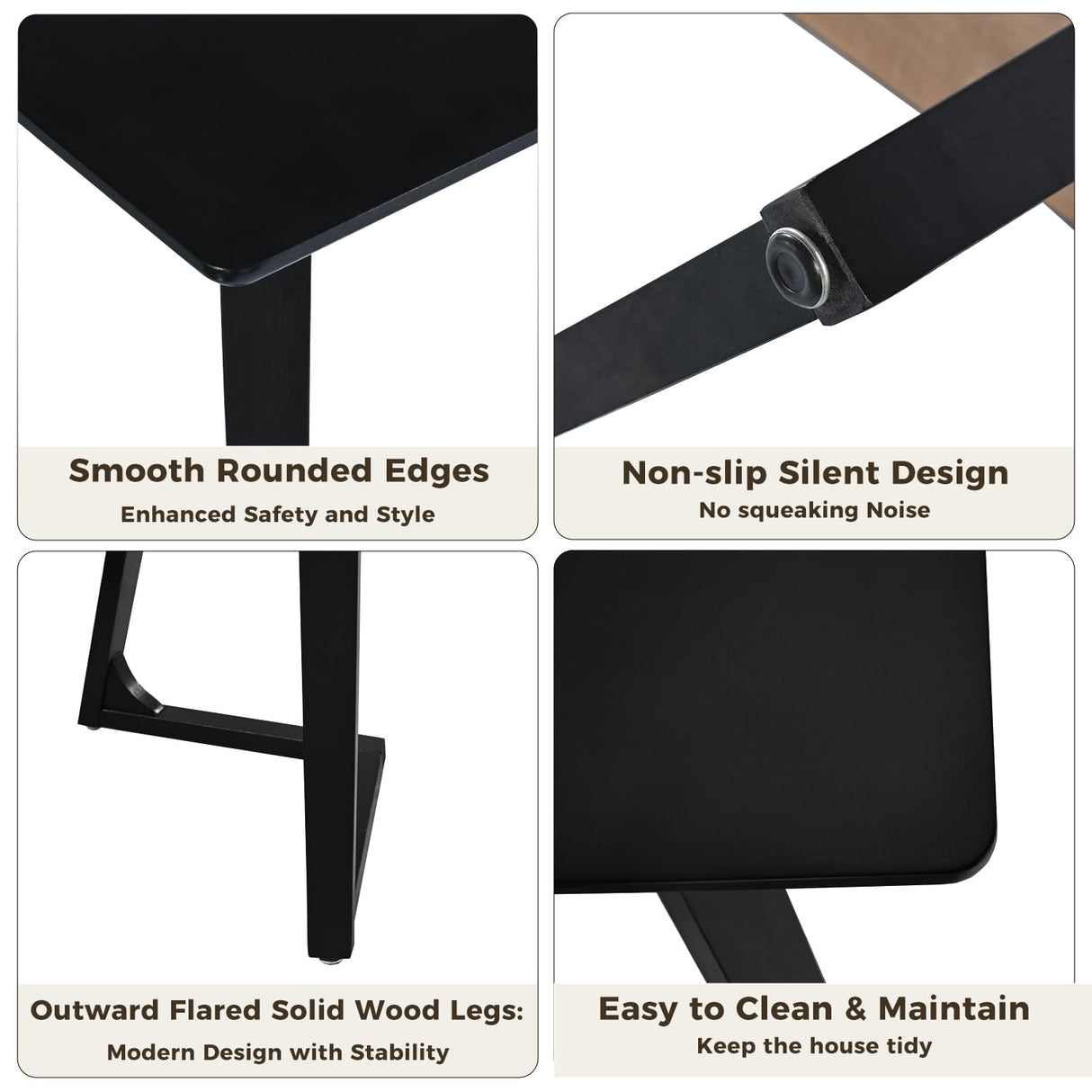 DELAVIN 70.8 Inch Large Solid Wood Dinner Table for 6-8 People, Modern Oak Kitchen Table with Natural Wood Grain, Luxury Rectangular Dining Table for Family, Office, Party, Easy Assembly, Black DELAVIN