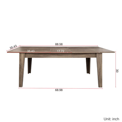 Mcltopz 106.3" Wood Expandable Dining Table for 8-12 Person, Modern Extendable Dining Room Table Large Rectangle Dining Table with Leaf Extension Pedestal Dining Table for Dining Room Kitchen - WoodArtSupply