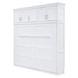 Favfurish Murphy Bed Full Size Storage Cabinet Bed Frame with Wardrobe and Drawers,can be Folded into a Cabinets,Metal Hideaway Bedframe W/Wood Slat Support,for Kids Bedroom,Student Dorms,White Favfurish