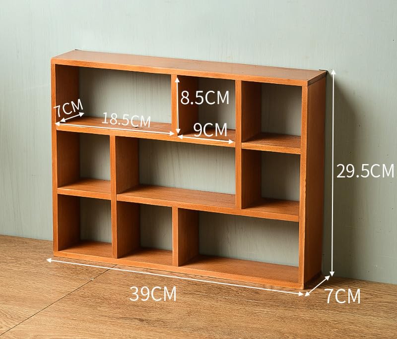 Shadow Box Display Shelf, Wall Mounted Wooden Hanging Display Shelf Floating Shelf Perfect for Little Figurines, Multi-Slot Wall Collection Freestanding Farmhouse Decor Display Case (Style I, Brown) AZOFIA