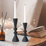 SDALI HOME 2 Candle Holder Black Candlestick Holders-Taper Candle Holders for Candlesticks Set of 2,Double Modern Wooden Small Candle Sticks Candle Holder for Decor（7.5"/6" H） SDALI HOME