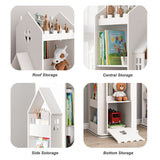 Multi-Functional 360° Rotating Children's Bookshelf - White Floor Stand Storage Rack oxskk