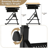 Athena Collection Drafting Table for Artists, Height Adjustable Drawing Table, Dual Desktop Art Desk Metal Frame Art Table Tiltable Craft Desk Paintings Work Station with Stool and Drawers, Natural Athena Collection