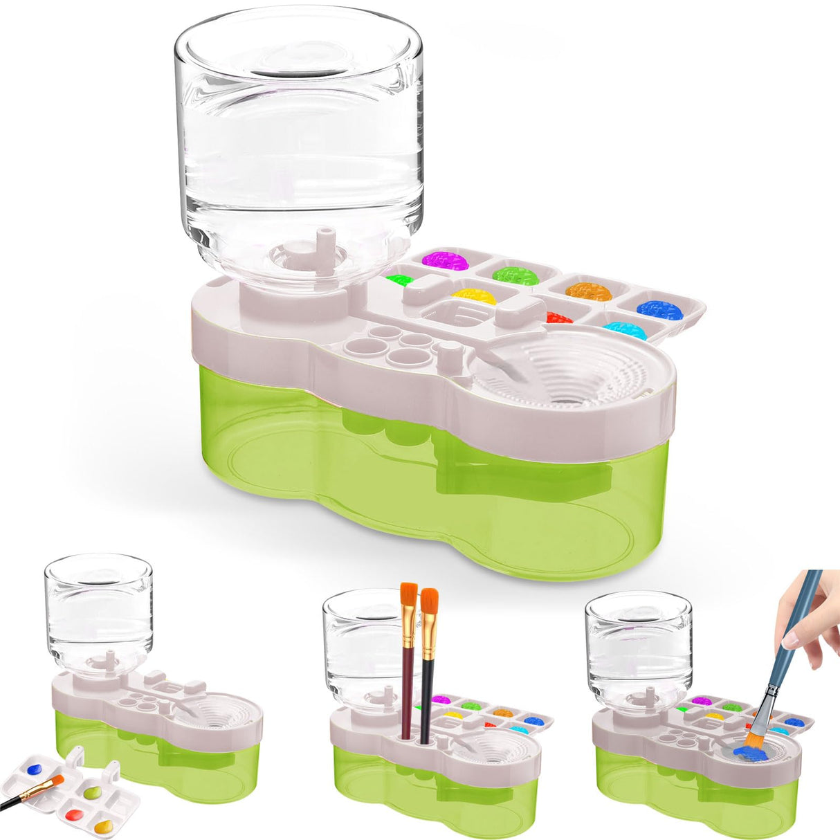 JEChrochen Paint Brush Cleaner Tool, Washing My Brushes, Water Cycle Brushes Rinser with Brushes Holder and Palette, Brush Rinser Dispenser,Painting Art Supplies Stuff for Artist Artist Beginner Kids JEChrochen