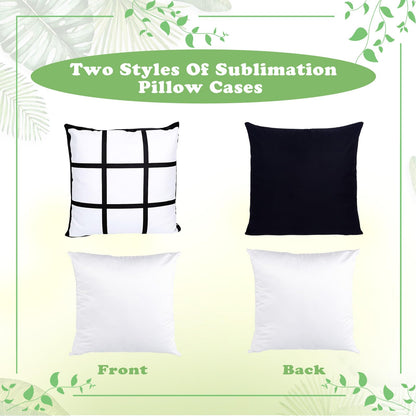 ZOCONE 6 Sublimation Blanks for Personalized Pillow, 15.7” Sublimation Pillow Covers Blank Polyester Throw Pillow Cases, 9 Panel & Blank 2 Styles Sublimation Pillow Case for DIY No Pillow Insert