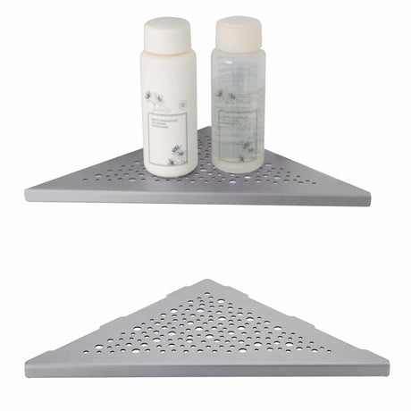 WELLUP Brushed Nickel 10’’ Corner Shower Shelf Bathroom Shower Shelves, 2 Pack Triangular 304 Stainless Steel Shower Corner Shelf for Tiled Walls, No Drilling WELLUP