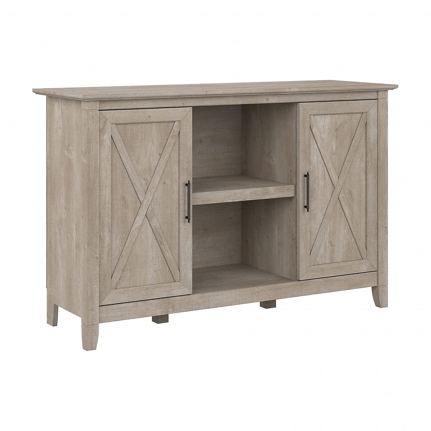 Bush Furniture Key West 30-inch Accent Cabinet with Doors and 4 Shelves, Washed Gray (KWS146WG-03)